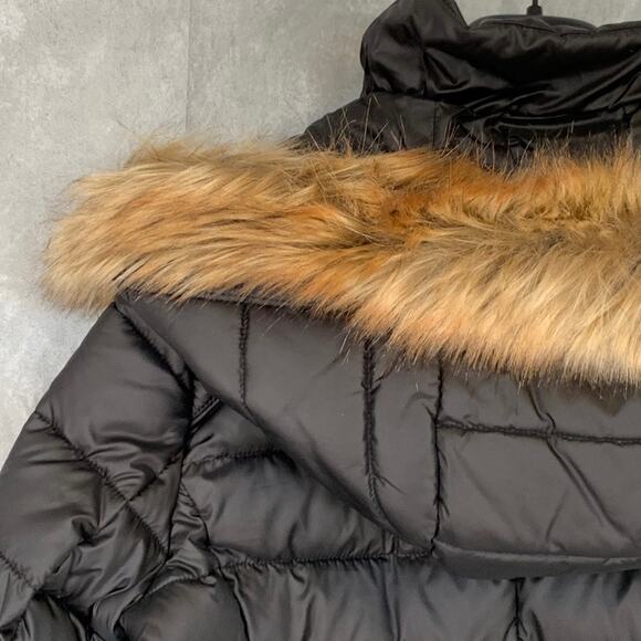 MARC NEW YORK Black Eleanor Mock Neck Full-Zip Faux-Fur Hooded Quilted Jacket - Picture 4 of 13